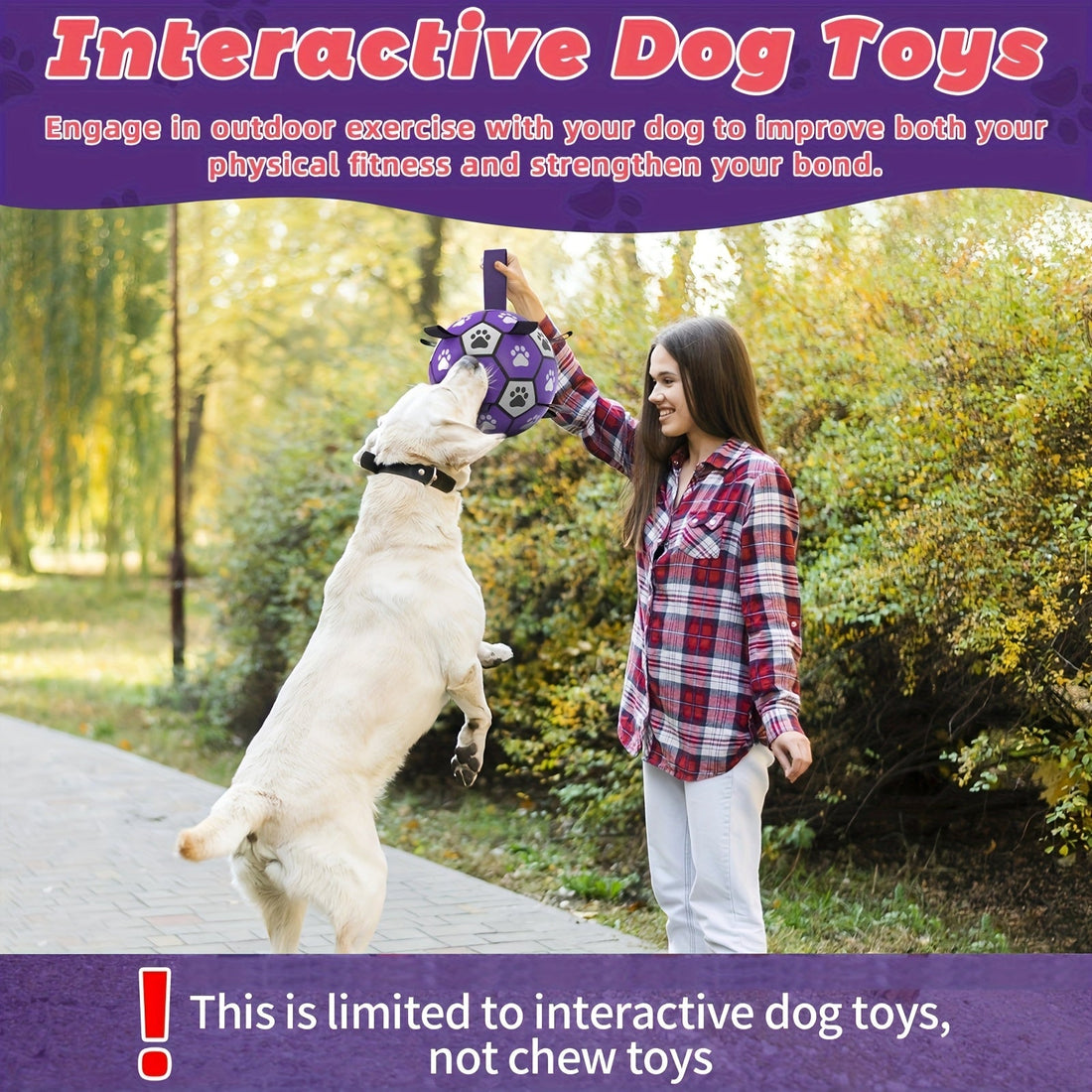 Durable Rubber Dog Soccer Ball with Straps